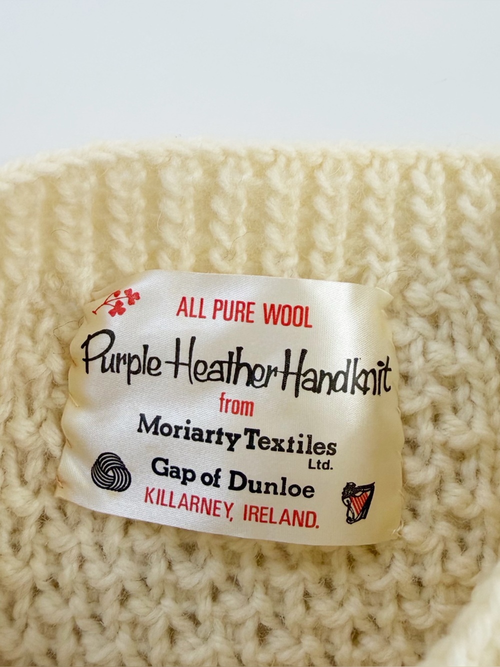 Wool Fisherman Irish Purple Heather Handknit Sweater Cardigan Womens Medium - Picture 3 of 5